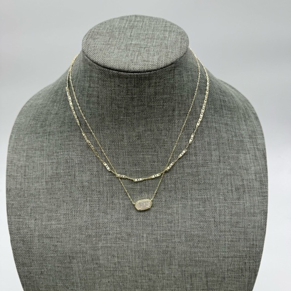 Kendra Scott Elisa Gold Multi Strand Necklace in white Drusy.Retail $90
